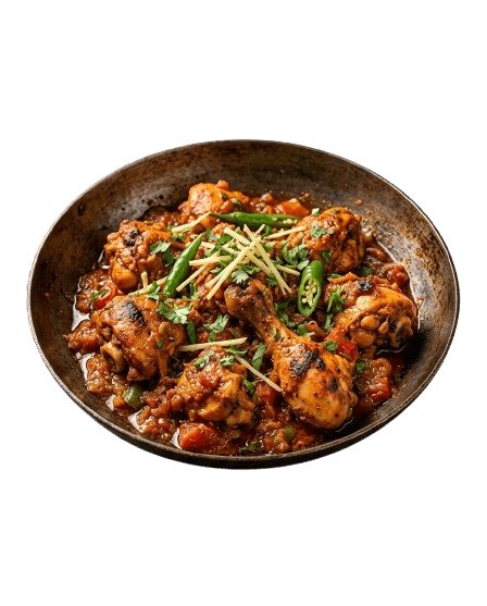 Shinwari Chicken Karahi in a traditional handle-free metal karahi